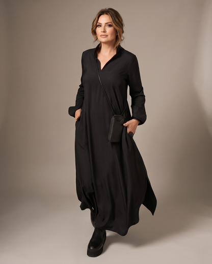 Mirta Saccoccio™ Elegant long casual shirt dress