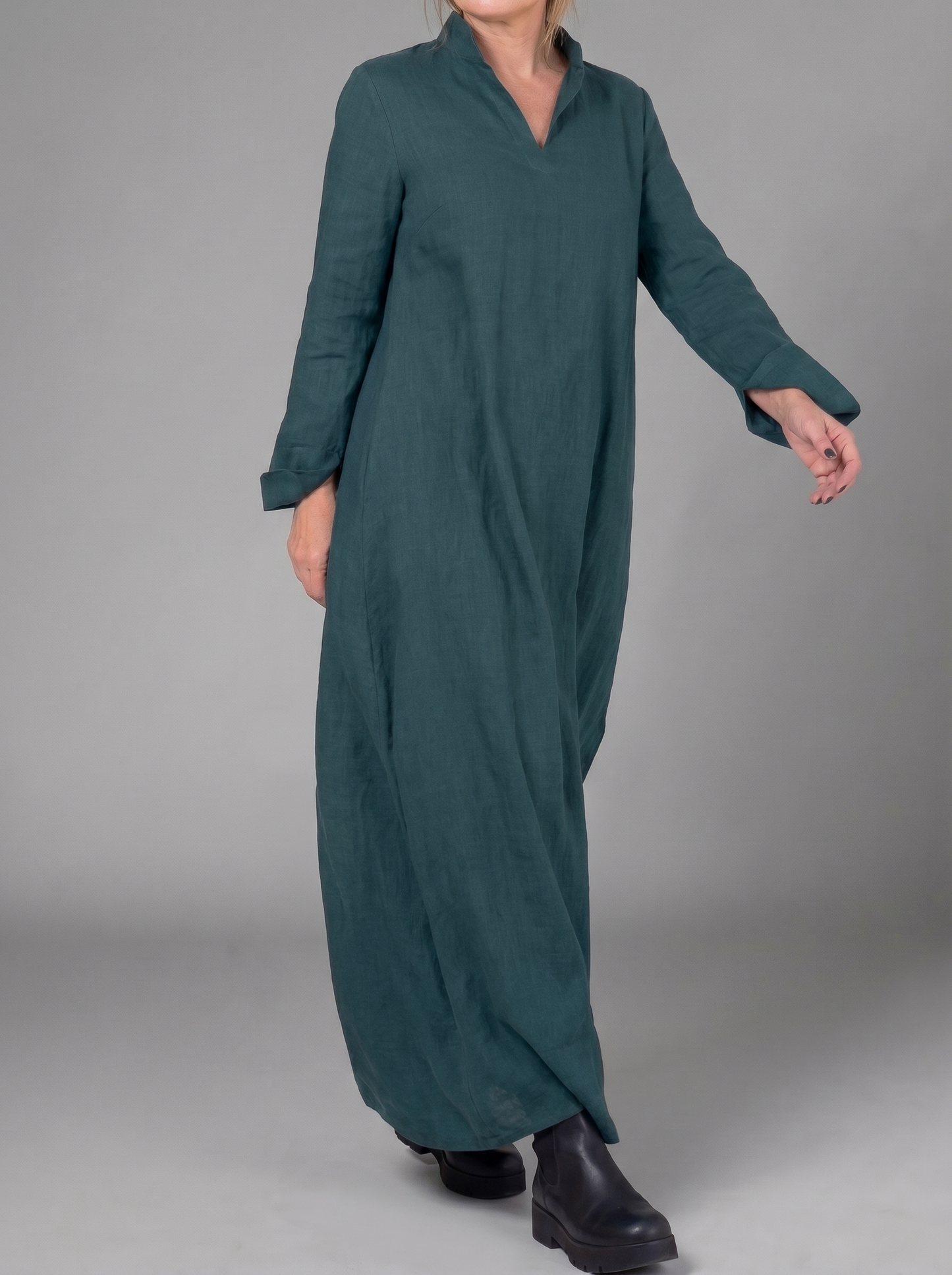 Mirta Saccoccio™ Elegant long casual shirt dress
