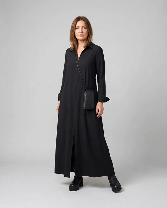 Mirta Saccoccio™ Elegant long casual shirt dress