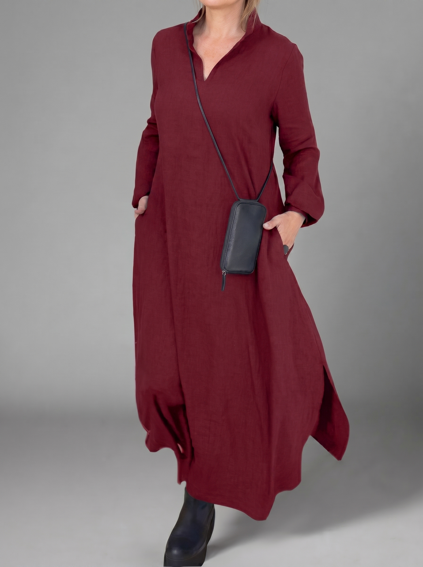 Mirta Saccoccio™ Elegant long casual shirt dress
