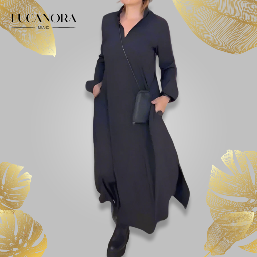 Mirta Saccoccio™ Elegant long casual shirt dress