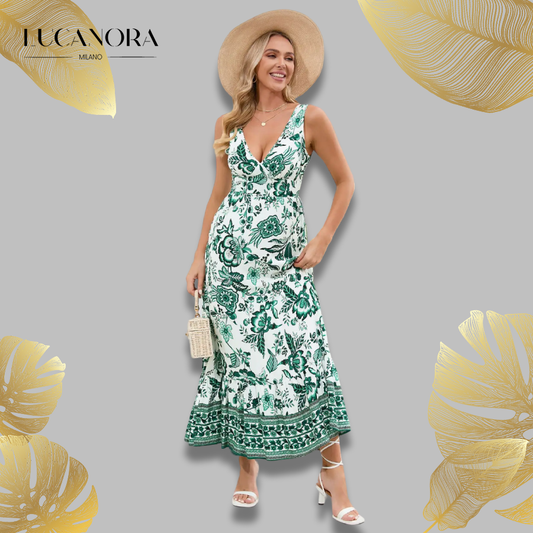 Myla™ Vintage Floral Print Summer Maxi Dress