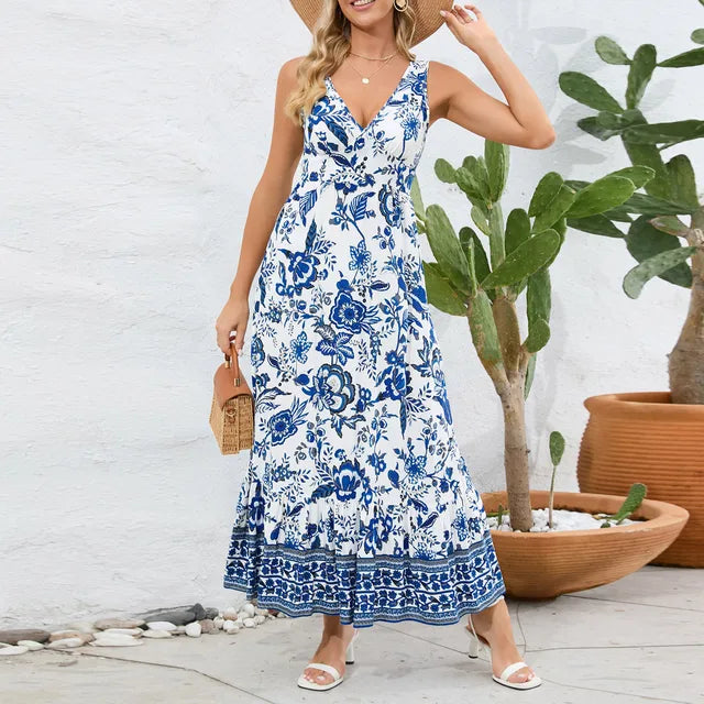 Myla™ Vintage Floral Print Summer Maxi Dress