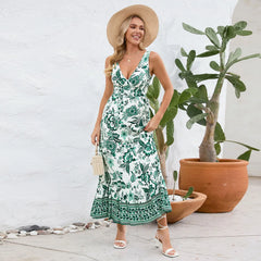 Myla™ Vintage Floral Print Summer Maxi Dress