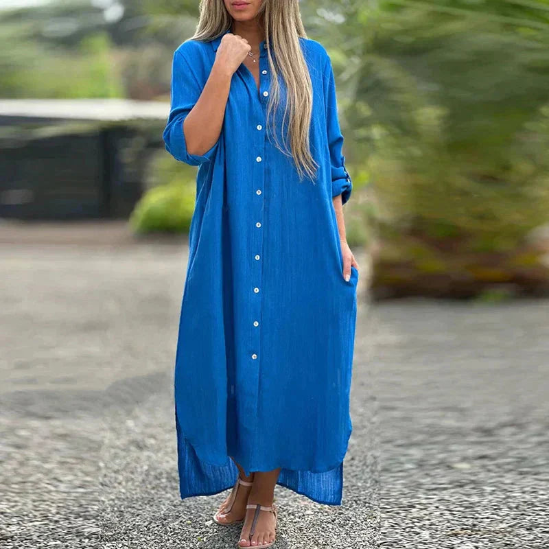 Nevaeh™ Casual button-down shirt with long dress
