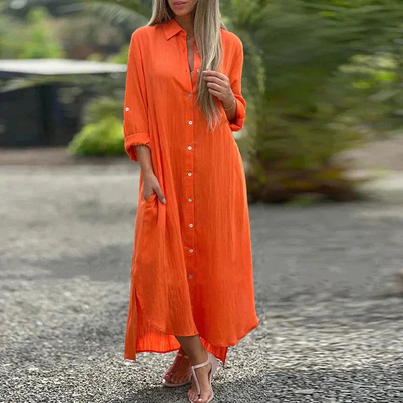 Nevaeh™ Casual button-down shirt with long dress