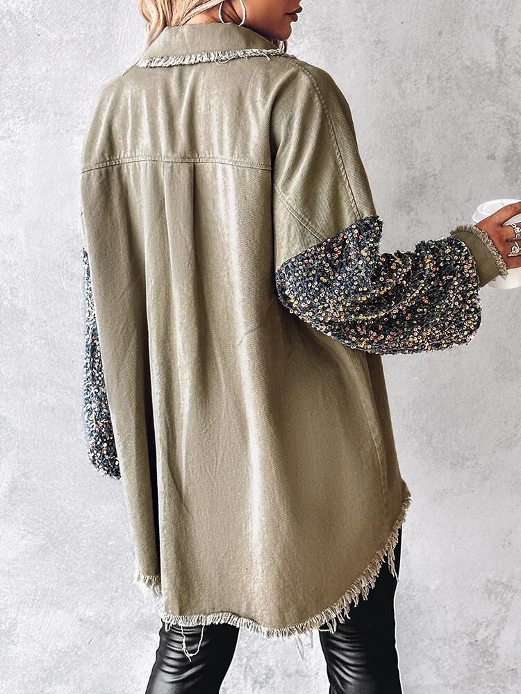 Nicla Bottari™ Denim jacket with contrasting sequins