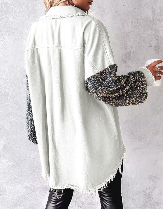 Nicla Bottari™ Denim jacket with contrasting sequins