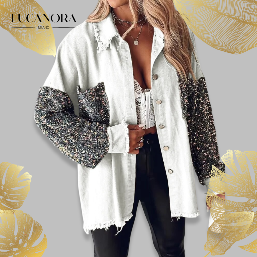 Nicla Bottari™ Denim jacket with contrasting sequins