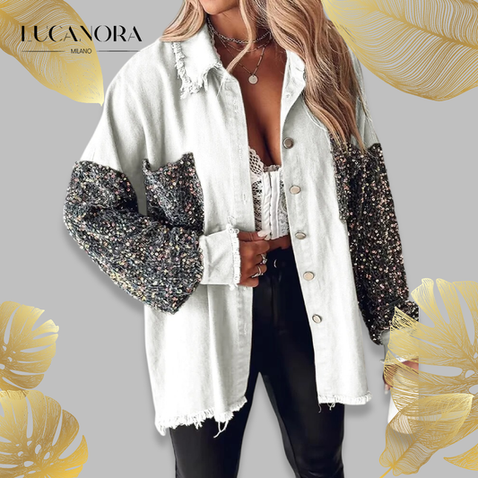 Nicla Bottari™ Denim jacket with contrasting sequins