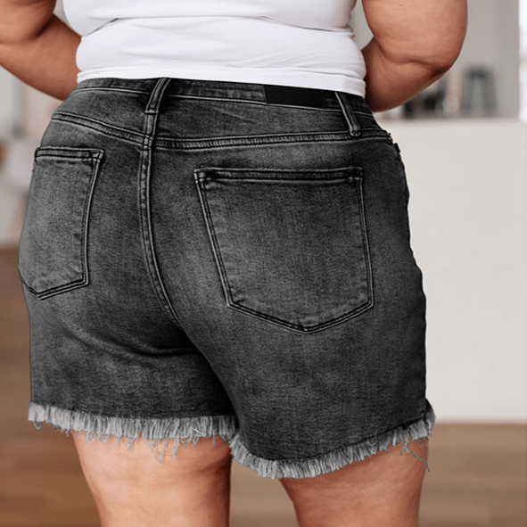 Olimpia Trento™ High Rise Frayed Hem Cut Off Shorts