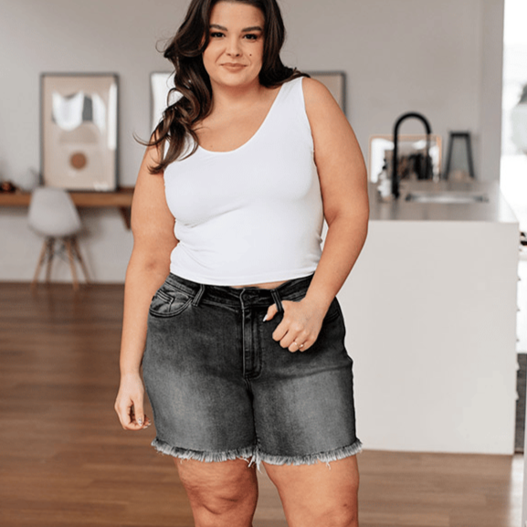 Olimpia Trento™ High Rise Frayed Hem Cut Off Shorts