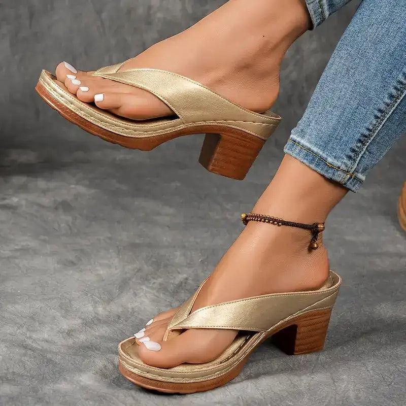 Olivia Vuono™ Women's Chunky Heel Flip Flops