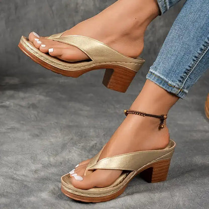Olivia Vuono™ Women's Chunky Heel Flip Flops