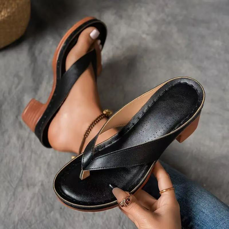 Olivia Vuono™ Women's Chunky Heel Flip Flops