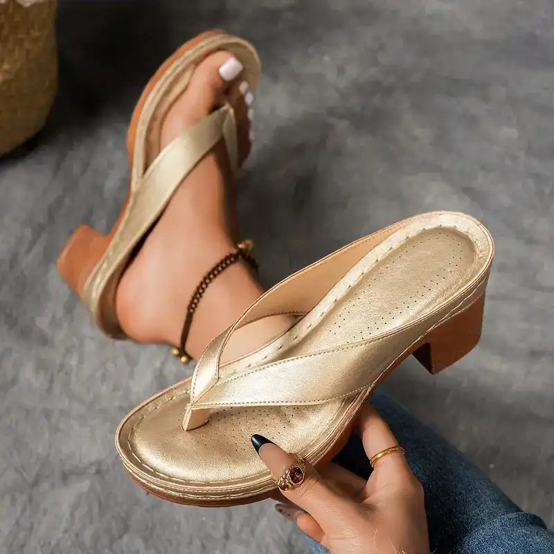 Olivia Vuono™ Women's Chunky Heel Flip Flops