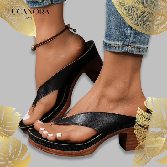 Olivia Vuono™ Women's Chunky Heel Flip Flops