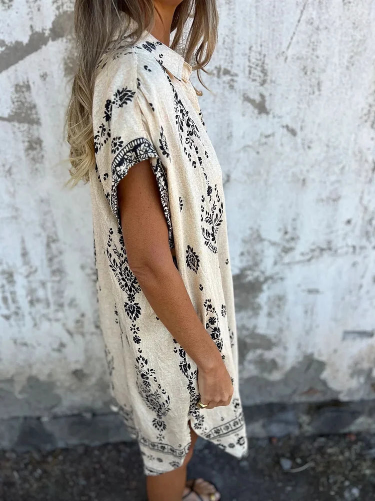 Onorata Forino™ Printed Short Sleeve Dress with Pockets