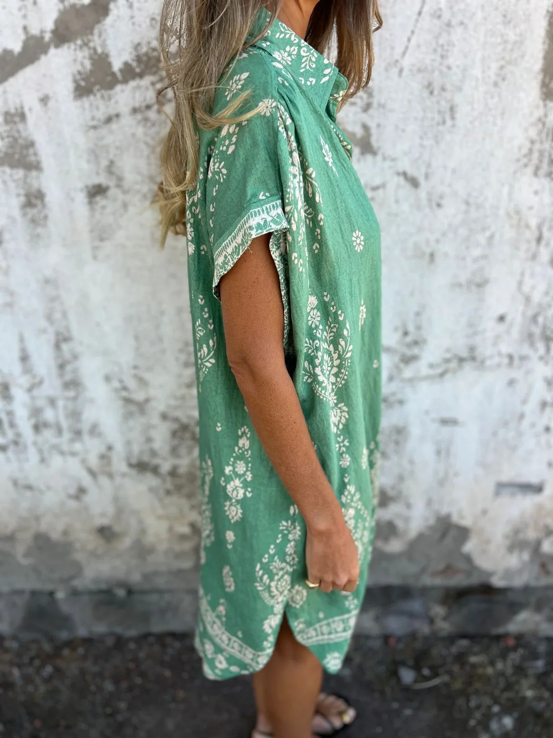Onorata Forino™ Printed Short Sleeve Dress with Pockets