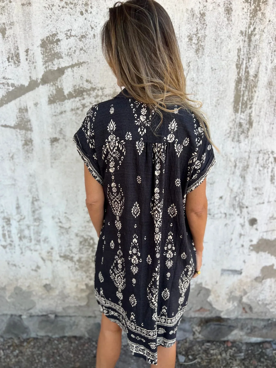 Onorata Forino™ Printed Short Sleeve Dress with Pockets