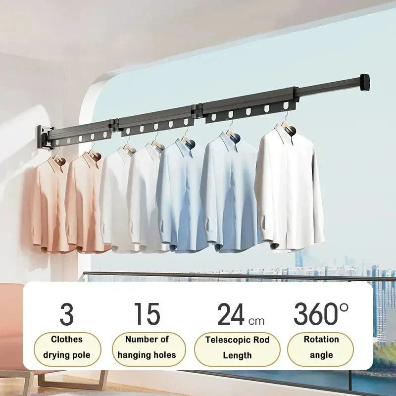RetractRack™️ Pull-out wall clothes hanger with suction cup
