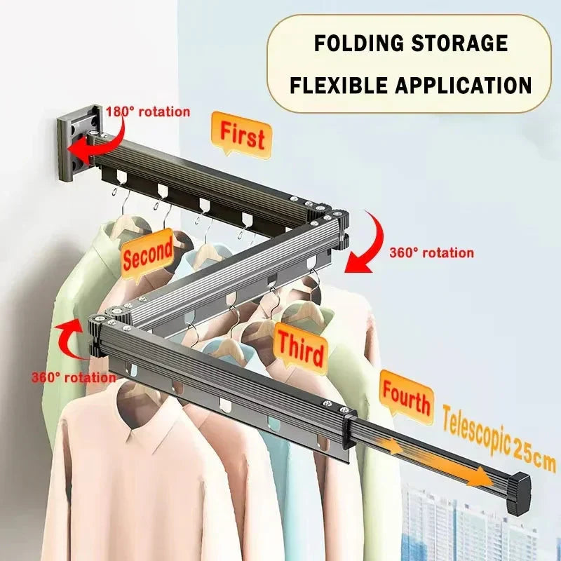 RetractRack™️ Pull-out wall clothes hanger with suction cup