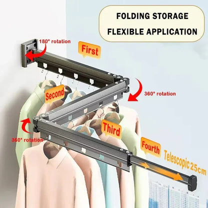 RetractRack™️ Pull-out wall clothes hanger with suction cup