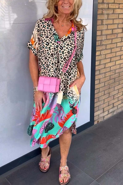 Riva Lefèvre™ Leopard short sleeve dress for leisure