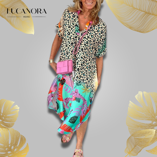 Riva Lefèvre™ Leopard short sleeve dress for leisure