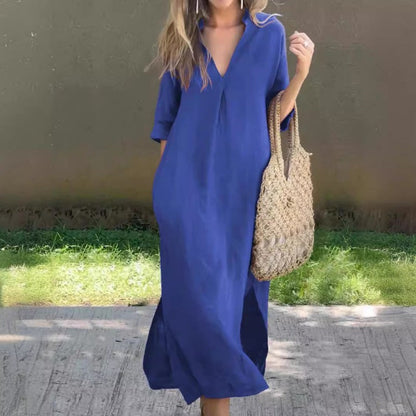 Rosa Pio™ Elegant dress with slit V-neckline