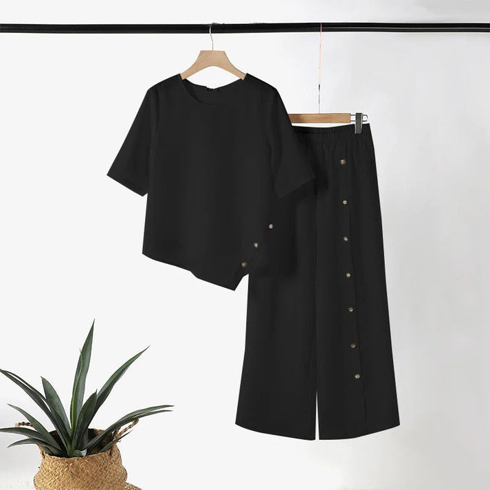 Rufina Bonavita™ Women's two-piece set with irregular hem and wide legs