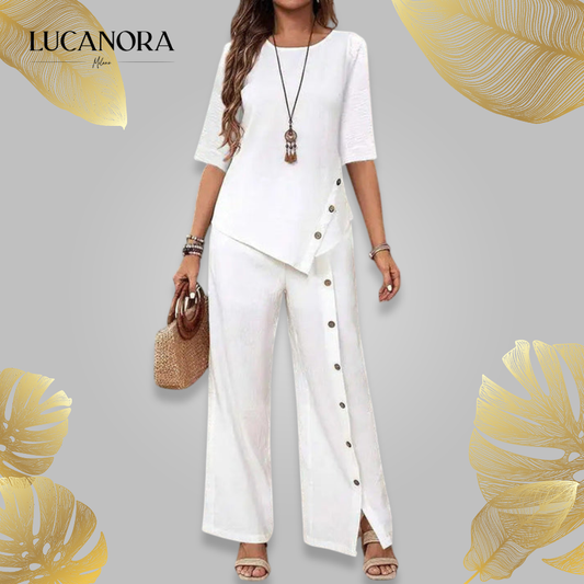 Rufina Bonavita™ Women's two-piece set with irregular hem and wide legs