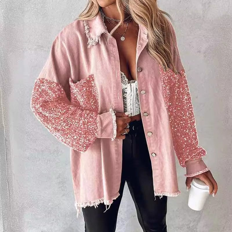 Nicla Bottari™ Denim jacket with contrasting sequins