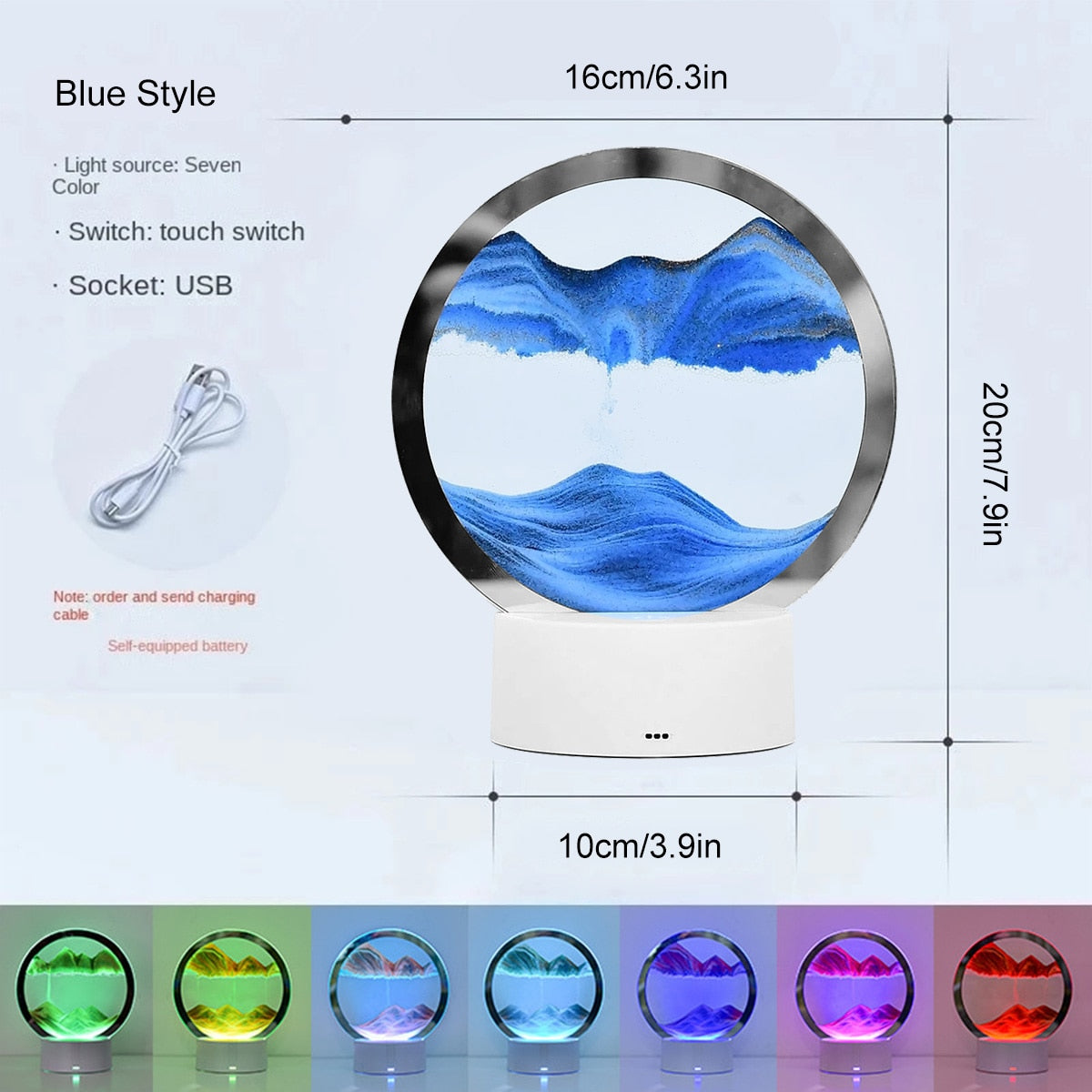 AtmoScape™ Colorful LED Hourglass Art Frame Lamp
