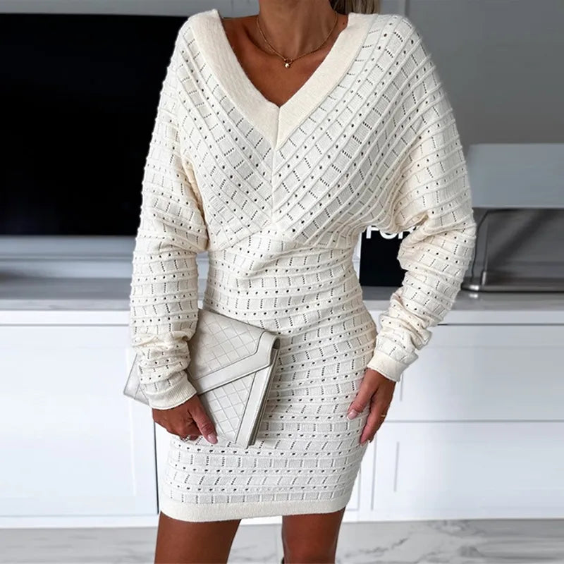 Eloisa™ V-neck long sleeve knit dress