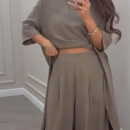 Saba Donis™ Irregular Top & Wide-Leg Pants Outfit
