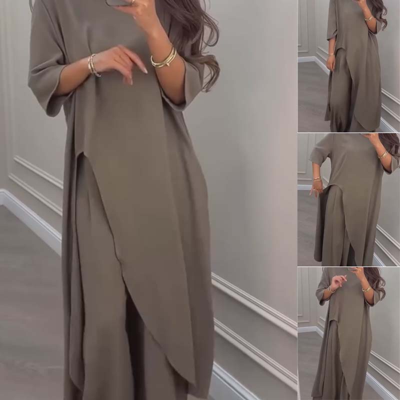 Saba Donis™ Irregular Top & Wide-Leg Pants Outfit