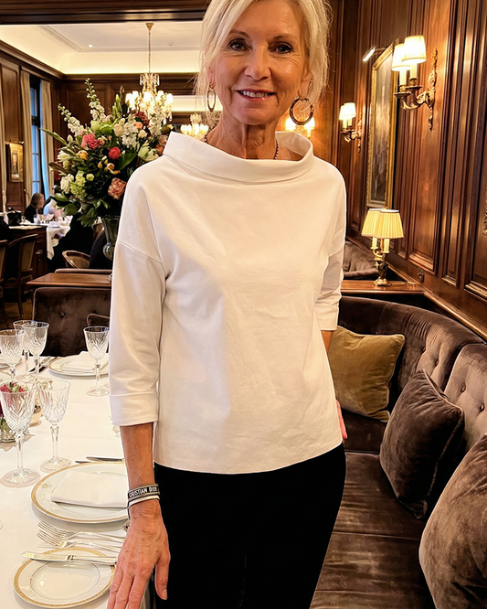 Sabina Argiro™ Fashion T-shirt with half turtleneck
