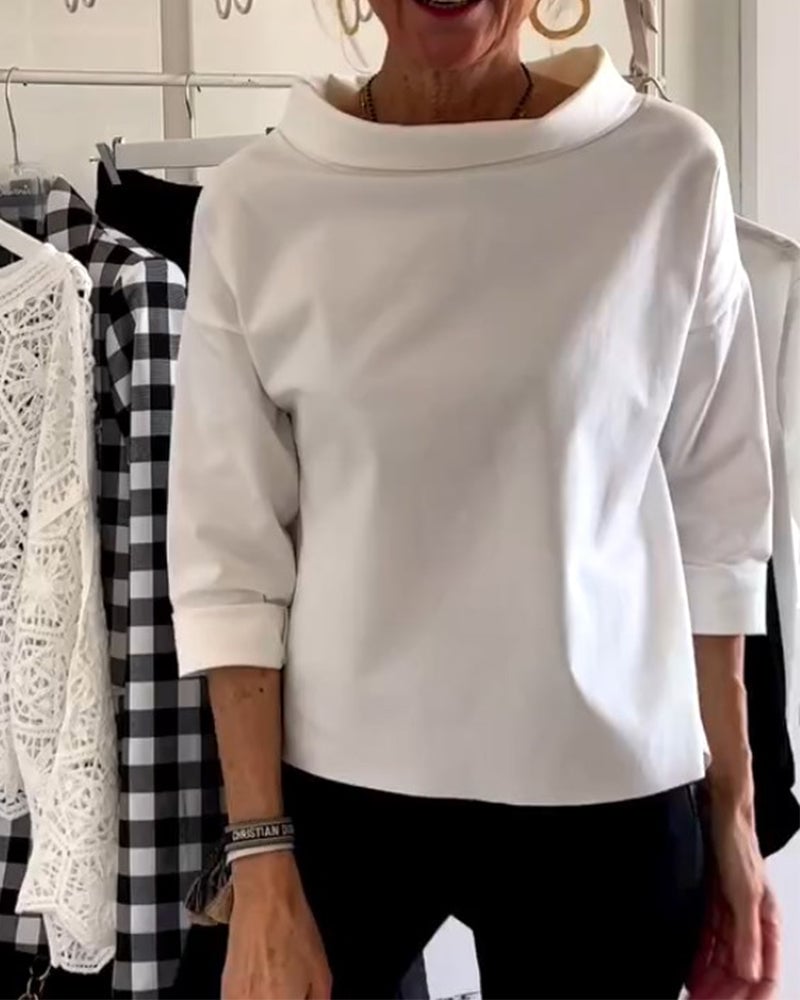 Sabina Argiro™ Fashion T-shirt with half turtleneck