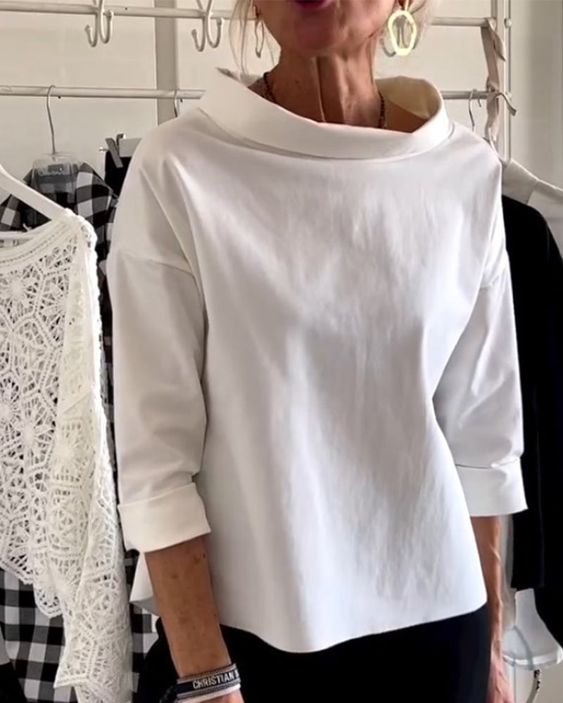 Sabina Argiro™ Fashion T-shirt with half turtleneck
