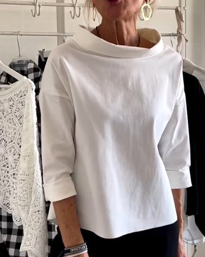 Sabina Argiro™ Fashion T-shirt with half turtleneck