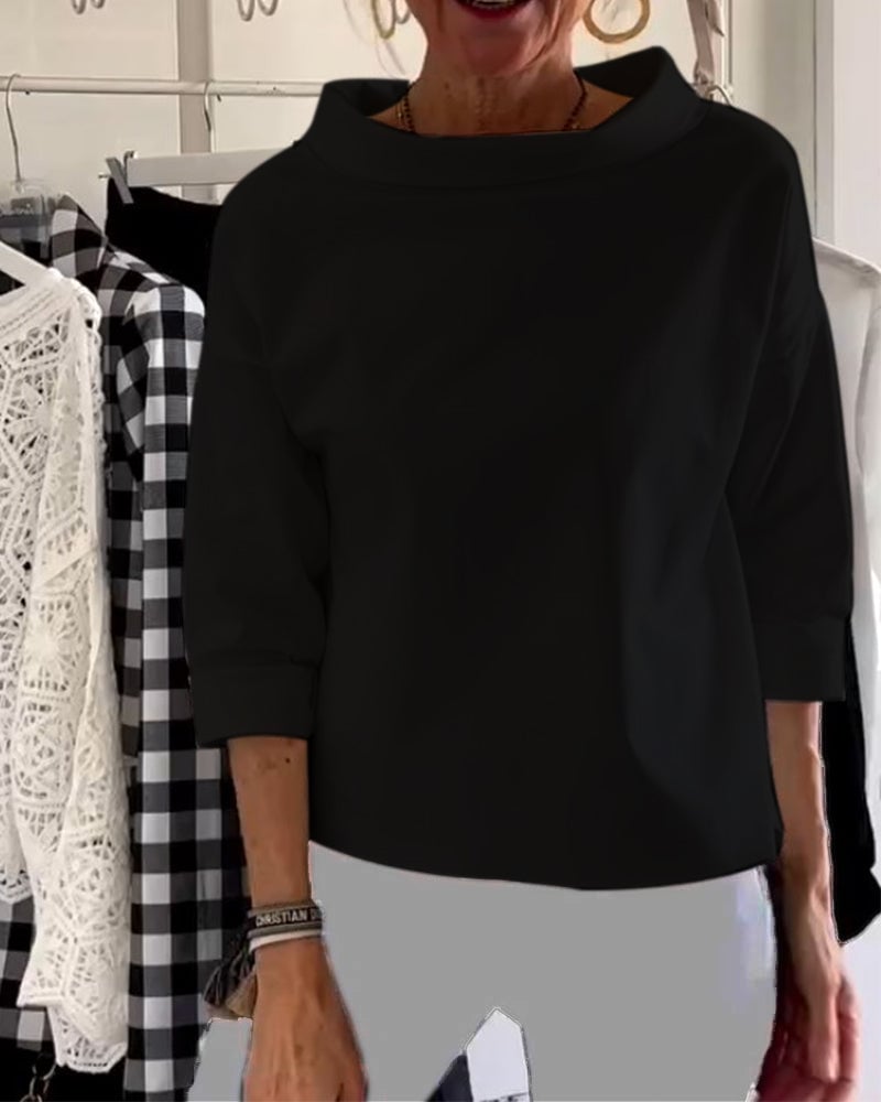 Sabina Argiro™ Fashion T-shirt with half turtleneck