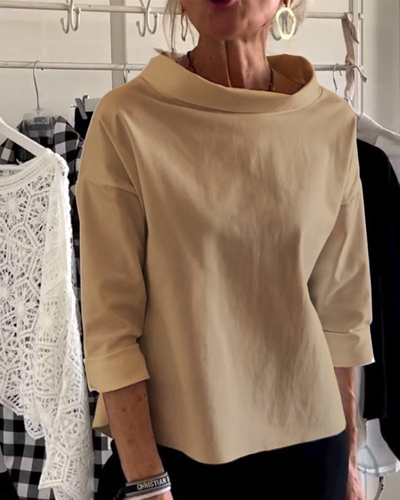 Sabina Argiro™ Fashion T-shirt with half turtleneck