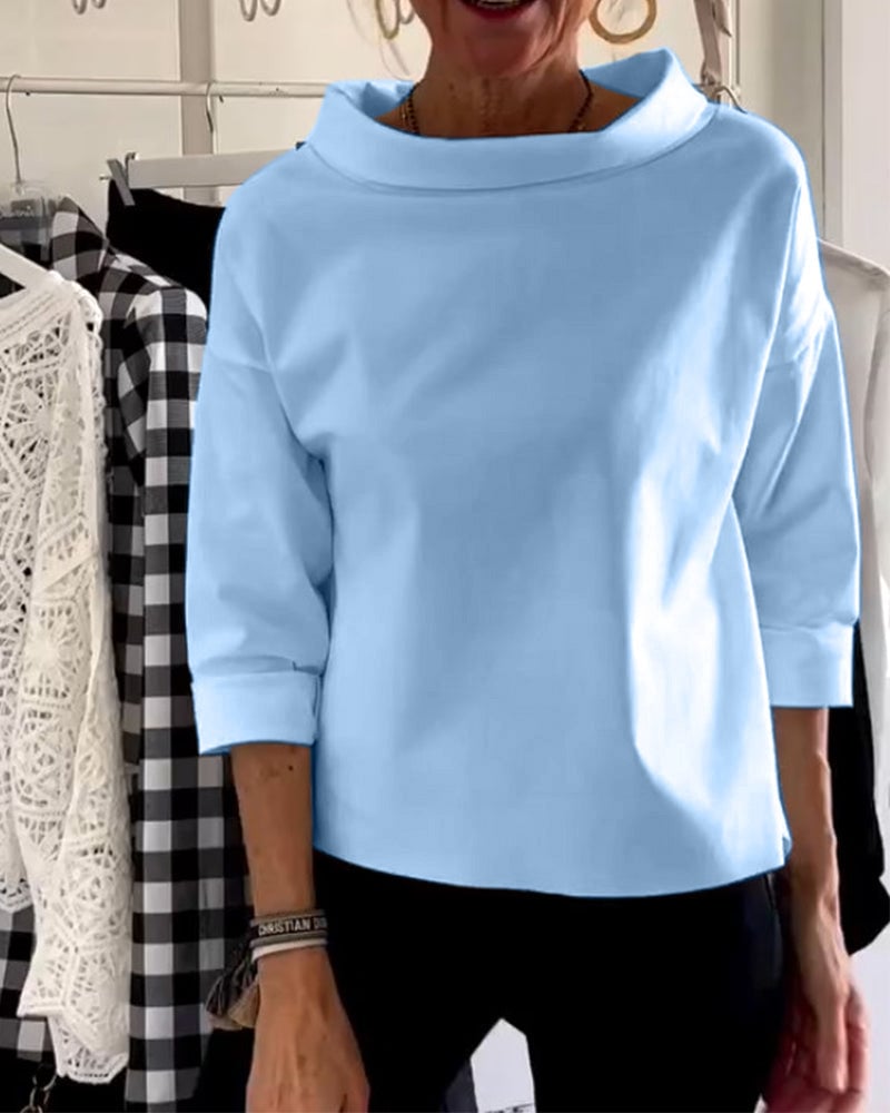 Sabina Argiro™ Fashion T-shirt with half turtleneck