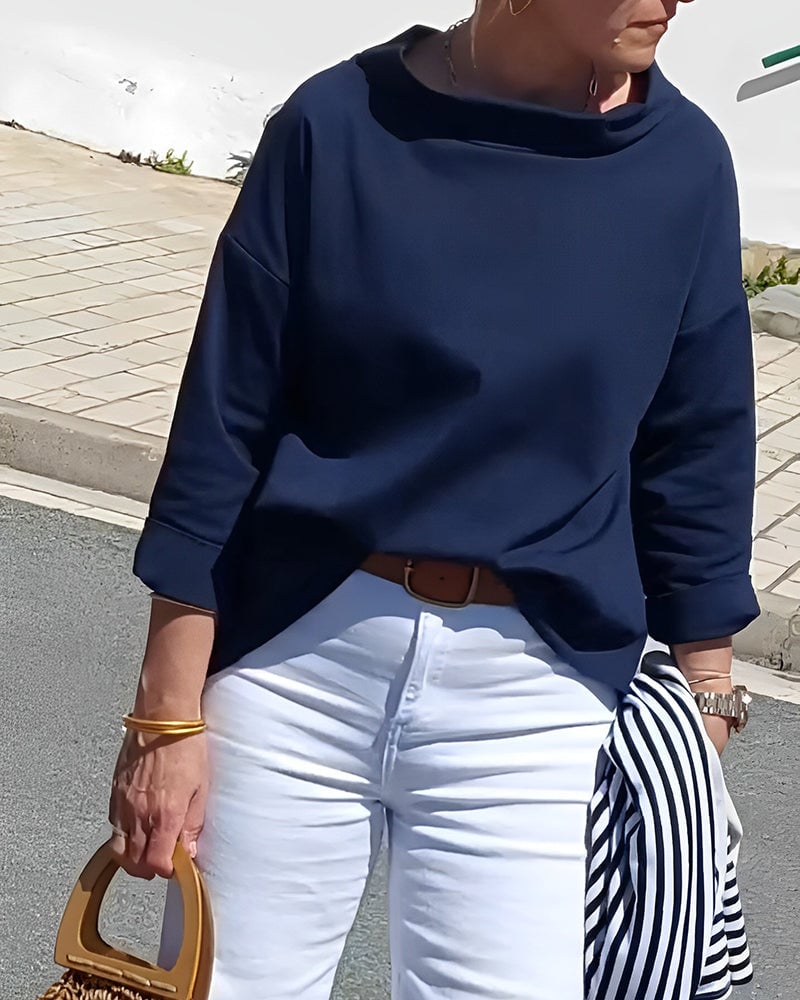 Sabina Argiro™ Fashion T-shirt with half turtleneck