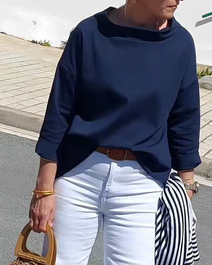 Sabina Argiro™ Fashion T-shirt with half turtleneck
