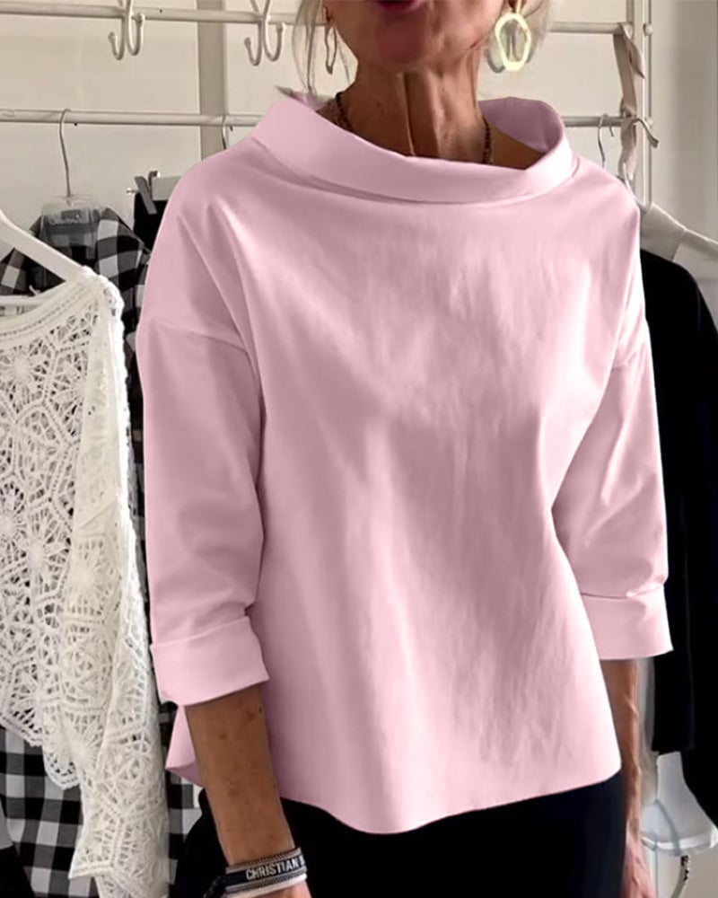 Sabina Argiro™ Fashion T-shirt with half turtleneck