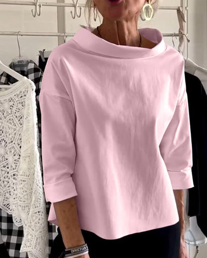 Sabina Argiro™ Fashion T-shirt with half turtleneck