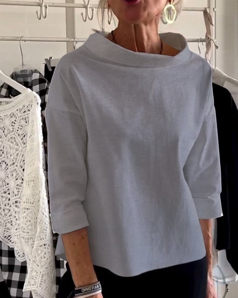 Sabina Argiro™ Fashion T-shirt with half turtleneck