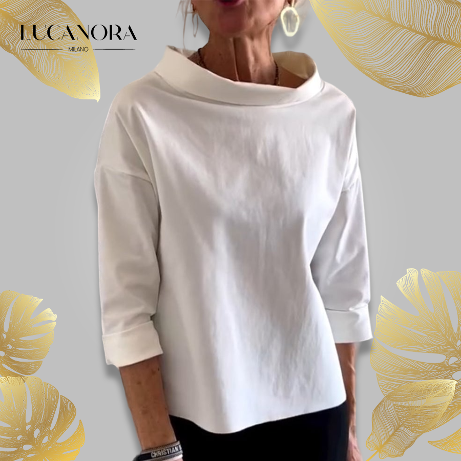 Sabina Argiro™ Fashion T-shirt with half turtleneck